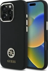 Guess Silikon Logo Strass 4G Hülle für iPhone 16 Pro Max 6,9" Schwarz - Bild 1 von 8