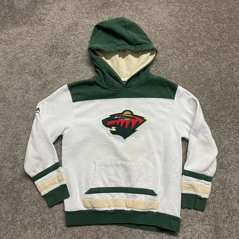 Minnesota Wild Sweater Youth Large Green White Hoodie Sweatshirt NHL Hockey Boys Cover