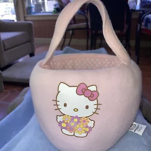 Hello Kitty Sanrio Plush Bucket Basket Pink To Complete Costume Or For Treats - Picture 1 of 8