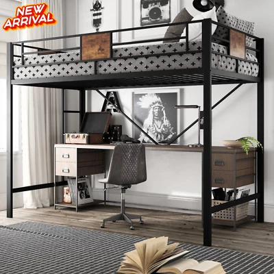 Cama Litera Twin para Adultos Niños Heavy Duty Twin Metal Loft Black Bed Frame - Image 1 of 4