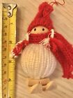 Vintage Erzgebirge Wooden Girl In Knit Clothes Tree Ornament