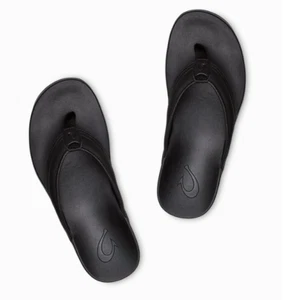 Men's Olukai Maha Black Flip Flop Comfort Sandal US Sizes 7-16 NEW!!! - Picture 1 of 2