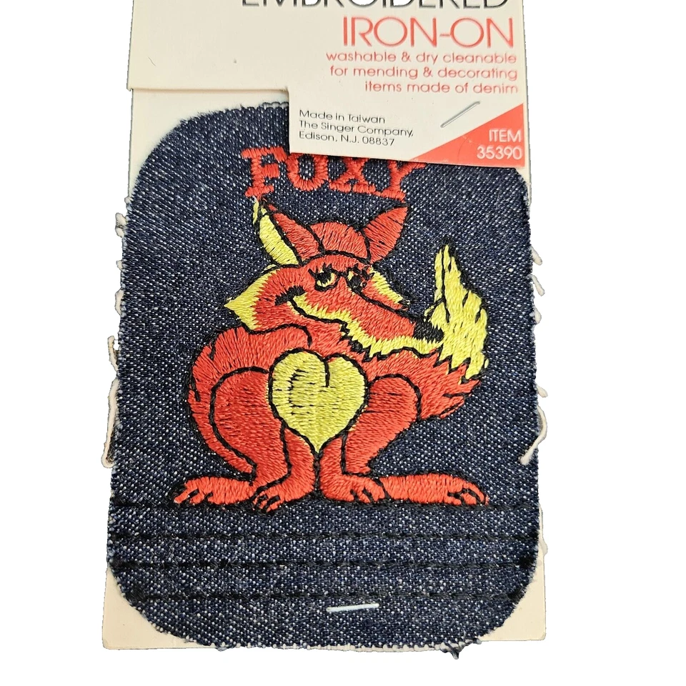 Vintage Singer Embroidered Iron On Patch "Foxy" #35390 70's NOS - Image 1 of 4