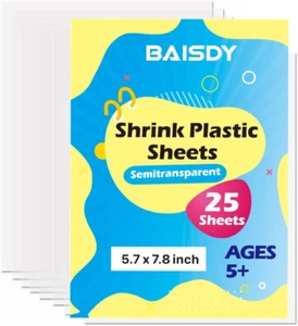 BAISDY 25Pcs Shrink Plastic Sheets for Crafts Heat Shrink Paper for Crafts Kids - Picture 1 of 12