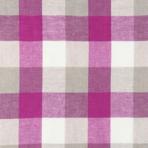 LINEN YARN DYED CHAMBRAY FABRIC VINTAGE CHECK STRIPE SOLID MATCHING PINK 44"W - Picture 1 of 10