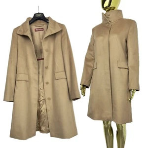 Max Mara Studio Coat Beige Camel Virgin Wool Size 10 US / 44 It - Picture 1 of 15