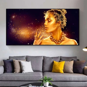 Gold Makeup Women  Canvas Art Painting Print Wall Decor Canvas Poster - Picture 1 of 10