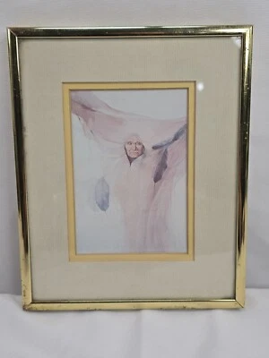 Vintage Frank Howell Prairie Robe 4x6 Art Print Framed In 8x6.5 Native American - Image 1 of 4