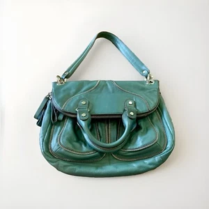 Vintage Lockheart echt Leder Tasche Handtasche Beuteltasche grün wandelbar LRG Crossbody - Bild 1 von 16