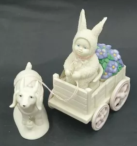 1998 Dept. 56 Snowbunnies April Brings May Flowers Goat Cart 2 Pc Set - Picture 1 of 12