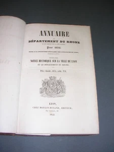 Lyon Verzeichnis der Abreise. Rhône 1852 Straßenwörterbuch Plätze Häfen Kai... - Bild 1 von 4
