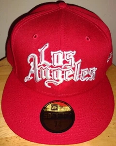 Red Los Angeles Clippers New Era Snapback 59FIFTY Cap NBA LA Hat USA Men's 7 3/4 - Picture 1 of 11