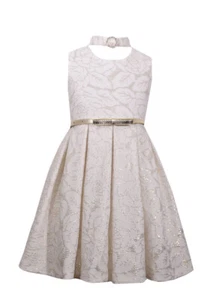 Bonnie Jean Girls Size 7 Floral Foil Dress New without Tags - Picture 1 of 2