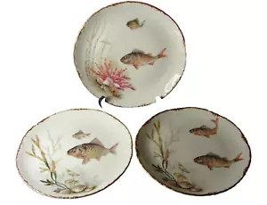 Set of Three Rosenthal Porcelain Plates Various Fish In Water Design Bavaria 9" - Picture 1 of 9