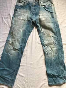 DOLCE & GABBANA JEANS MEN'S STRAIGHT LEG REGULAR SZ 38x34 DISTRESSED PATCHED - Picture 1 of 10