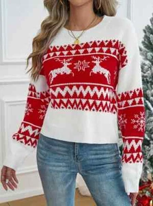 Cosy Reindeer Pattern Crew Neck Knit Sweater - Soft, Warm and Versatile XL - Picture 1 of 4
