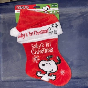 Peanuts Baby's 1st Christmas Snoopy Stocking + Santa Hat Set - Picture 1 of 4
