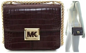 Michael Kors Sonia Small Square Crossbody Bag Croc Embossed Merlot Neu mit Etikett 378,00 $ - Bild 1 von 12