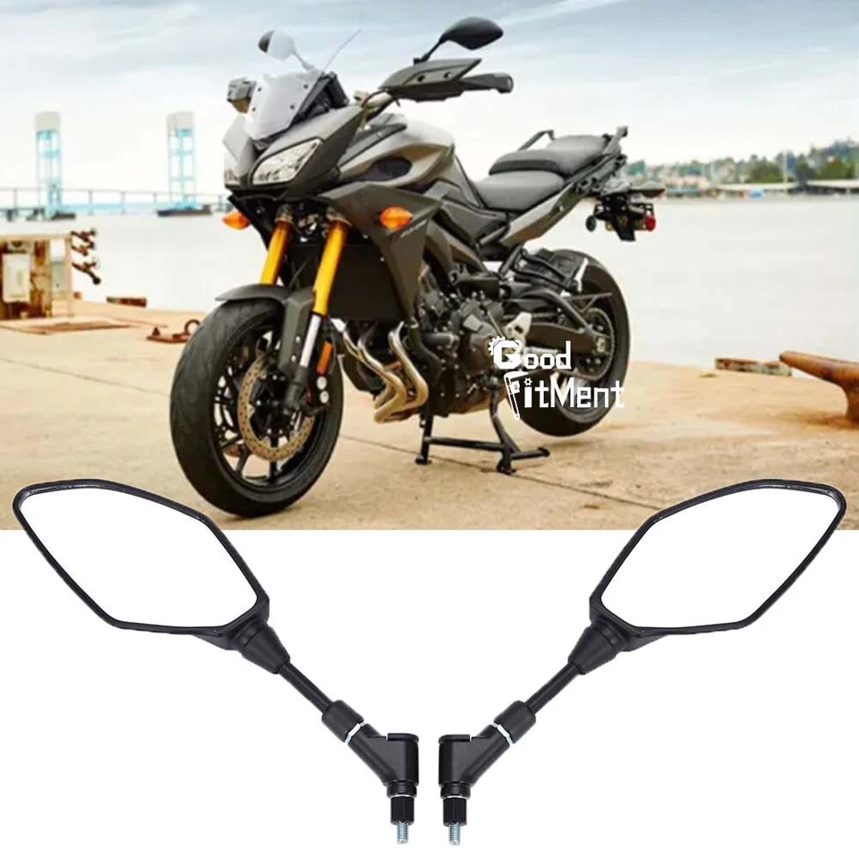 For YAMAHA FJ-09 2015-2020 Pair Motorcycle Side Rearview Mirrors 8mm/10mm Black - Image 1 of 4