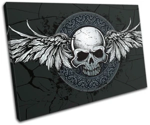 Gothic Skull Wings  Illustration SINGLE CANVAS WALL ART Picture Print - Picture 1 of 1