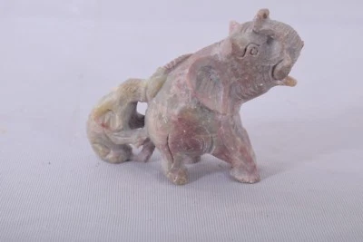 Figurine fait main éléphant en pierre avec bébé veau décoration maison cadeau... - Photo 1/3