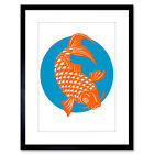 Peinture Koi carpe poisson or écailles japonaises nageoire arrière imprimé 9 x 7 pouces