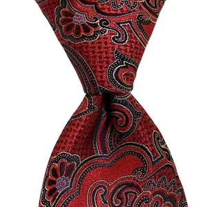 ERMENEGILDO ZEGNA ***** Men's Silk Necktie ITALY Luxury Geometric Red/Blue EUC - Picture 1 of 3