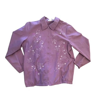 Chaqueta cortavientos Blair para mujer rosa flores bordada cortavientos cremallera talla L Foto 1 de 4