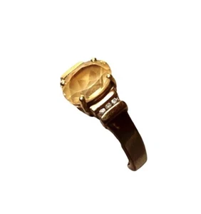 Vintage Yellow Stone Gold Plated Women's Ring Keris Size 8 - Picture 1 of 5