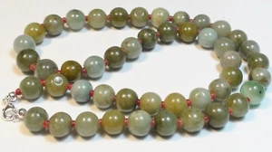 RARE! BIG! 422.65 ct NATURAL MYANMAR BURMESE GREEN JADE BEADS NECKLCE - Picture 1 of 10