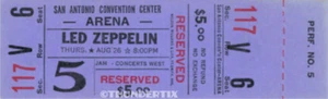 1 LED ZEPPELIN UNUSED FULL CONCERT TICKET 1971 San Antonio, Texas purple reprint - Picture 1 of 1