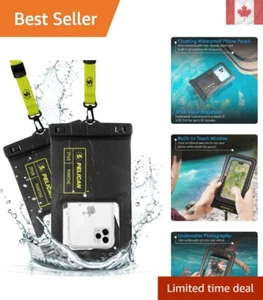 Floating Waterproof Phone Case - XL with Detachable Lanyard, Black & Yellow - Photo 1 sur 10