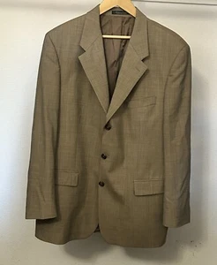 Kasper Men's 2 Piece Suit 43R Gold & Brown Three Button Wool-Pants Pleated 36x29 - Picture 1 of 15