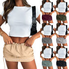 Women Mini Cargo Skirt Bottoms Drawstring Low Waist Short Dress Sport Streetwear