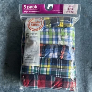 Boys Wonder Nation Multicolor Checkered Woven Boxers 5 pck Medium - Picture 1 of 2