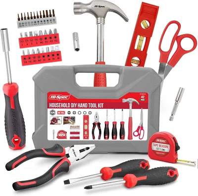 42-PC Household DIY Small Tool Kit - Starter Tools Set for Home with Tool Box - Image 1 of 4