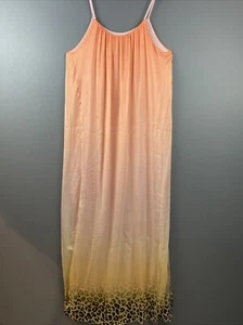 Scandal Italy SILK Maxi Sun Dress Nightgown Peach Sherbert Ambre Leopard Print - Bild 1 von 10