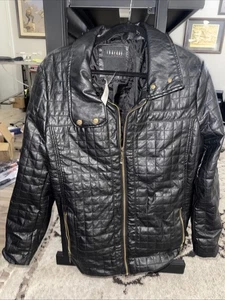 Ashley Stewart Therapy Kunstlederjacke Damen 2X schwarz gesteppt Moto Gold /L3 - Bild 1 von 3