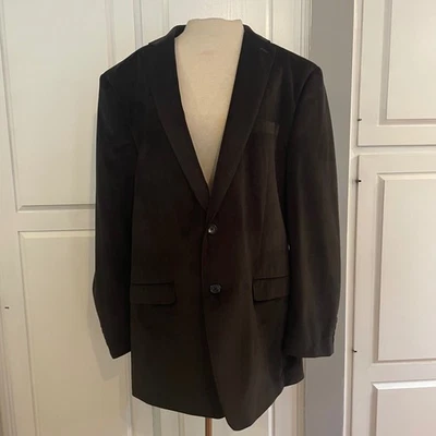 Calvin Klein Black Velvet Blazer Jacket Men's Size 46L Two Button Notch Lapel - Image 1 of 4