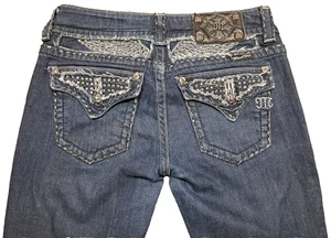 Miss Me Jeans Womens Sz 29 Skinny Ankle Denim Blue JE5086SL Embelished Jewels - Picture 1 of 10