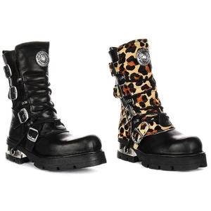 Newrock 4 Buckle Logo Platform Womens Boot Black US 6- 14 - Picture 1 of 13