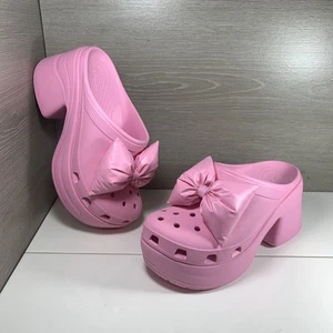 Crocs Siren Bow Clog Pink Tweed RARE US Women’s Size 11 EUC - Bild 1 von 11