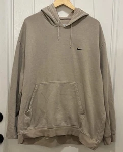 Vintage Y2K Nike Hoodie Herren XXL Creme Beige Sweatshirt Bestickt Swoosh - Bild 1 von 7