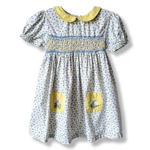 Mini Boden Baby 18 24 Mos Ditsy Floral Dress Cottagecore Smocked Embroidered - Picture 1 of 9