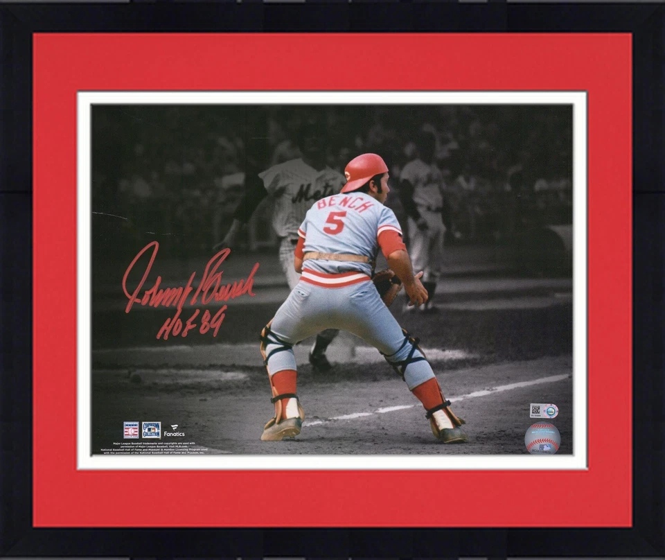 FRM Johnny Bench Cincinatti Rojos Firmado 11x14 Foco Atractivo Foto con "HOF 89" Foto 1 de 1