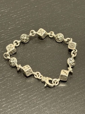 Pulsera de dados cruzados corazones cromados plata 925 8 pulgadas Foto 1 de 4