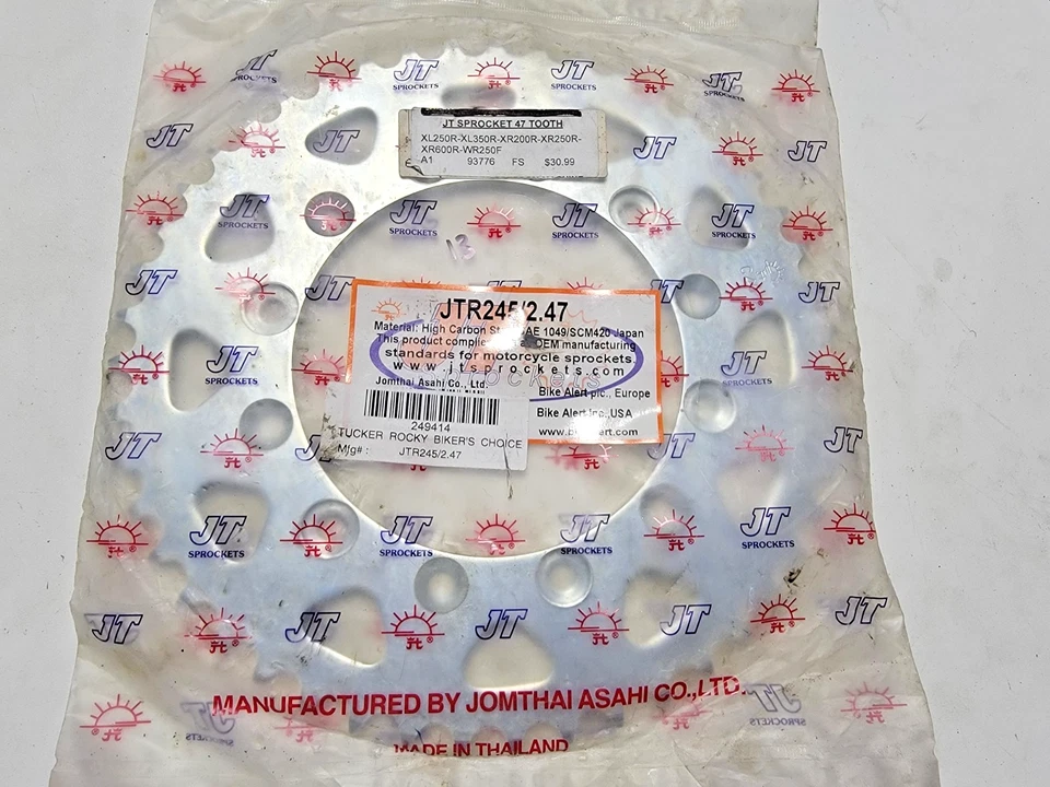 Roda dentada traseira 47T JT 1986-2002 Honda XR200 XR600 XR350 XL500 XR250 JTR245/2.47 - Imagem 1 de 4