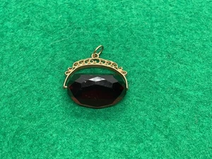 ANTIKER VINTAGE 9 KARAT 9 KT GELBGOLD CHARM ANHÄNGER GRANAT 8,6 G DREHBAR - Bild 1 von 6