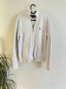 Suéter Polo Ralph Lauren Clásico Tejido Blanco Cremallera Talla L Mujer - Imagen 1 de 7