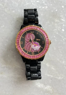Disney Alice in Wonderland Cheshire Cat Wristwatch Vintage Rare Pink Rhinestones - Image 1 of 4